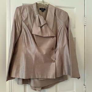 Isabella Women's Beige Blazer with Bow Detail and Skirt